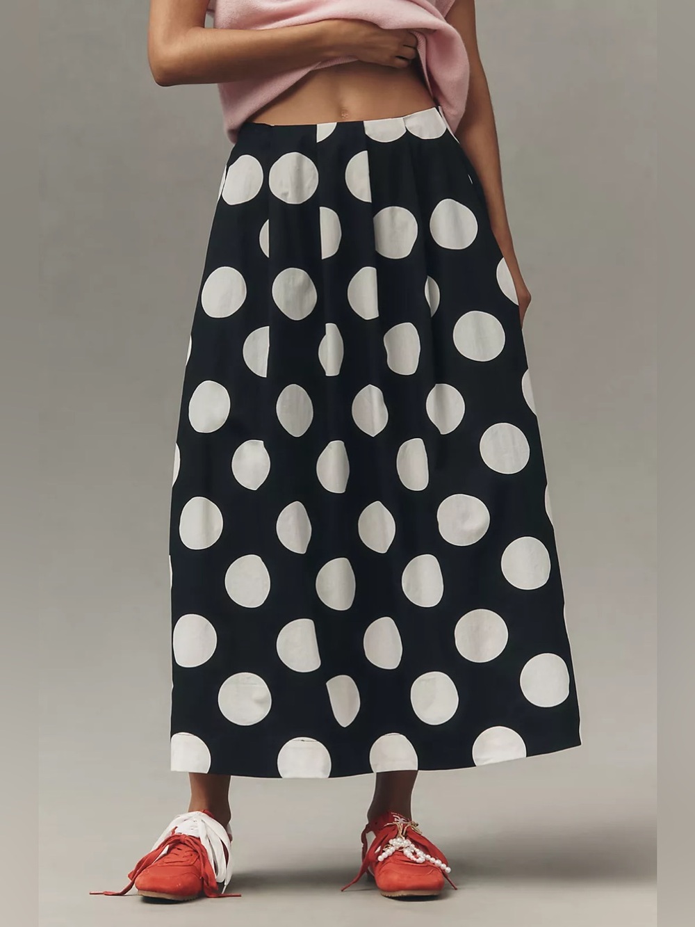 New Anthropologie Maeve Cotton Poplin Pleated Midi Skirt Size XL - Picture 3 of 7